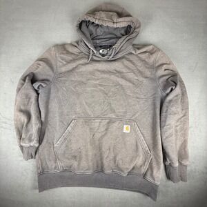 Carhartt Loose Fit Hoodie Mens Large Gray Faded Distressed Workwear Sweatshirt